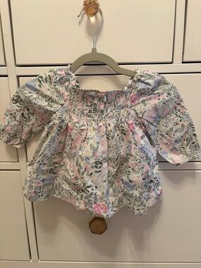 Janie and Jack Smocked Floral Peasant Prairie Top Size 6-12 month